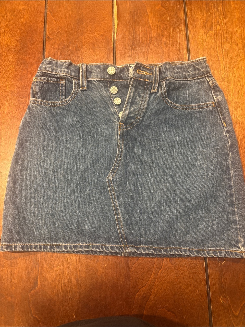 Old Navy Dark Blue Denim Button-Front Mini Skirt